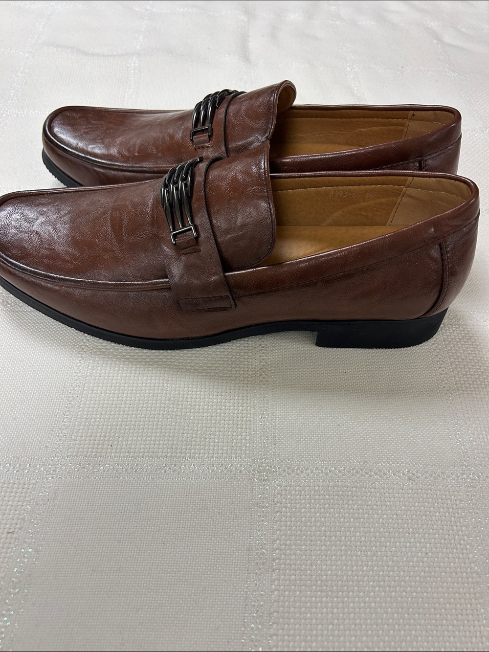 NWOT Men's Brown Leather Slip-On Loafers image 2